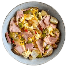HAM EGG & CHEESE HASHBROWN BOWL